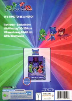Bettwäsche PJ Masks - Time to be a Hero - 135 x 200 cm + 80x 80 cm - Baumwolle